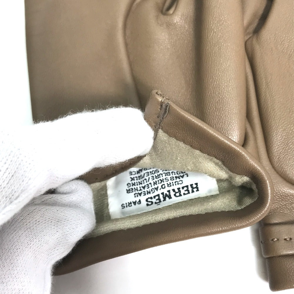 HERMES Heart Dream Love Gloves, Women's Lambskin Etoupe Gloves in Gray