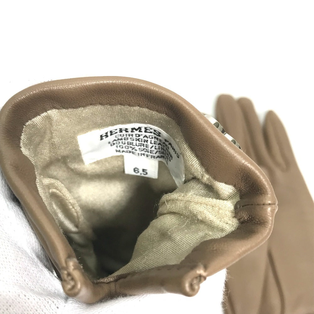 HERMES Heart Dream Love Gloves, Women's Lambskin Etoupe Gloves in Gray