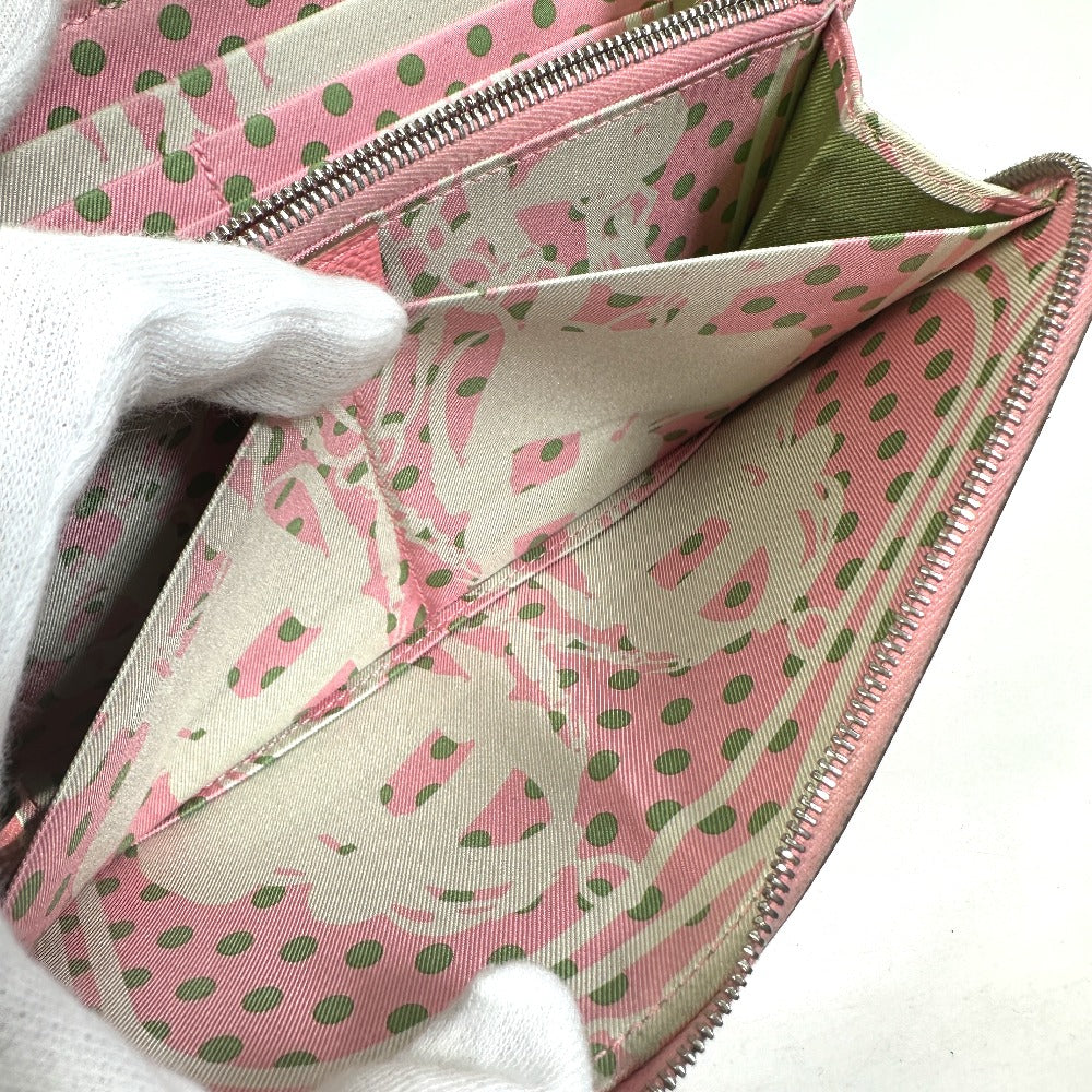 HERMES Azap Long Silk-in Round Zipper Long Wallet, Epsom Leather, Women's, Pink