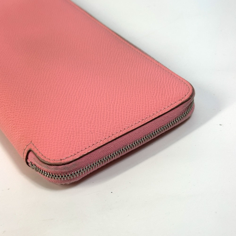 HERMES Azap Long Silk-in Round Zipper Long Wallet, Epsom Leather, Women's, Pink