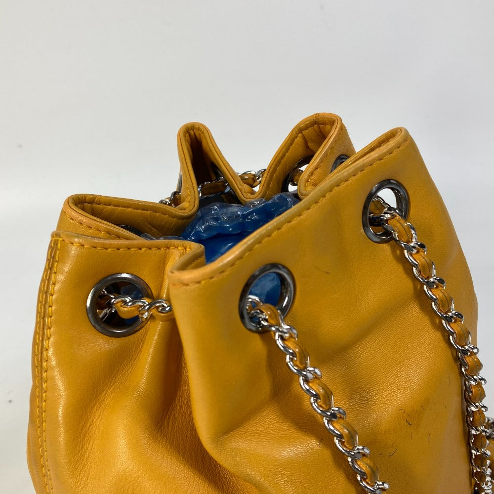 CHANEL CC Coco Mark Drawstring Chain Backpack Shoulder Bag in Lambskin, Yellow