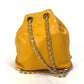 CHANEL CC Coco Mark Drawstring Chain Backpack Shoulder Bag in Lambskin, Yellow