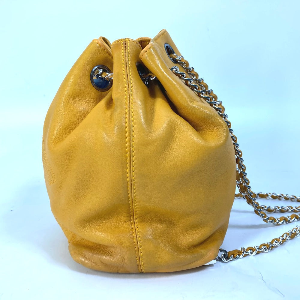 CHANEL CC Coco Mark Drawstring Chain Backpack Shoulder Bag in Lambskin, Yellow