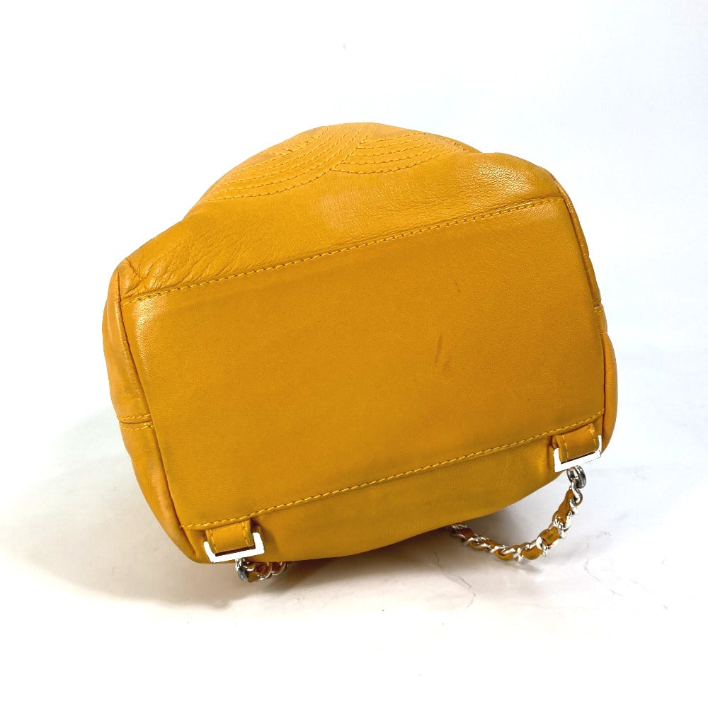 CHANEL CC Coco Mark Drawstring Chain Backpack Shoulder Bag in Lambskin, Yellow