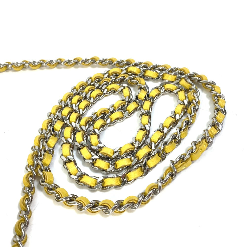 CHANEL AP0250 CC ココマーク マトラッセ キルティング チェーンウォレット 斜め掛け 長財布 カバン ポシェット ショルダーバッグ ラムスキン レディース イエロー - brandshop-reference