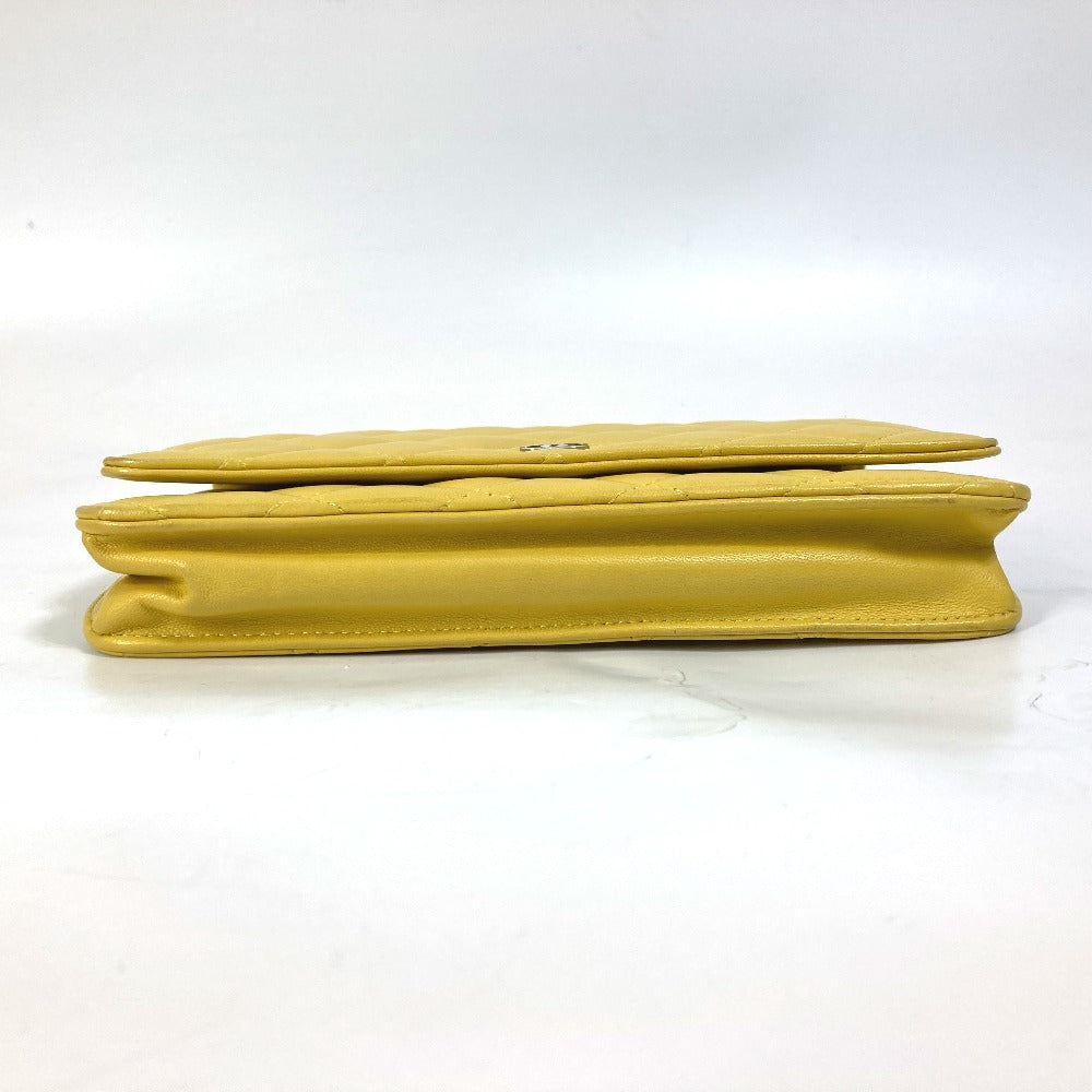 CHANEL AP0250 CC ココマーク マトラッセ キルティング チェーンウォレット 斜め掛け 長財布 カバン ポシェット ショルダーバッグ ラムスキン レディース イエロー - brandshop-reference