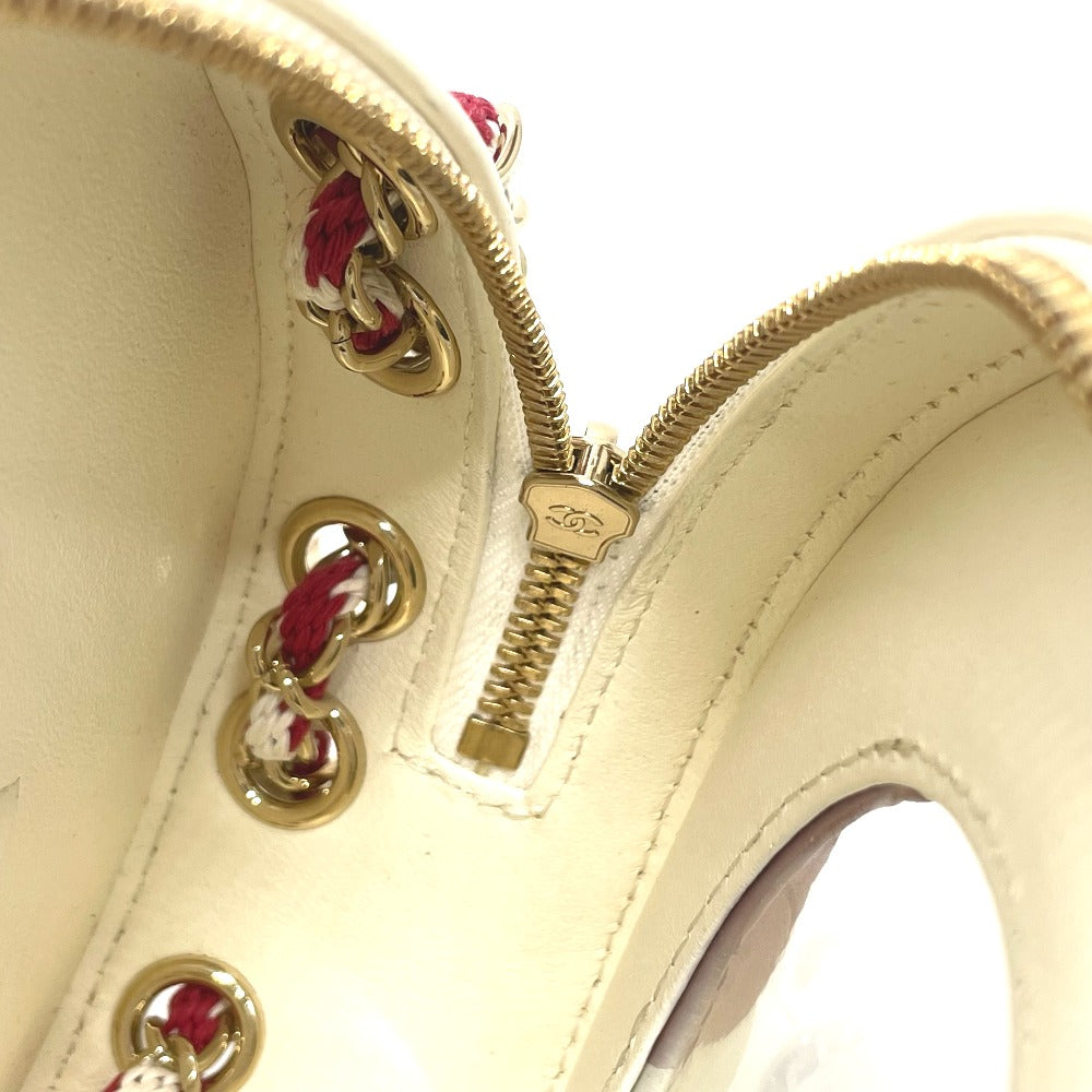 CHANEL AS0209 ココマーク CC ラウンド スモール チェーン クルーズライン　カバン ポシェット ショルダーバッグ ラムスキン レディース ホワイト/レッド - brandshop-reference