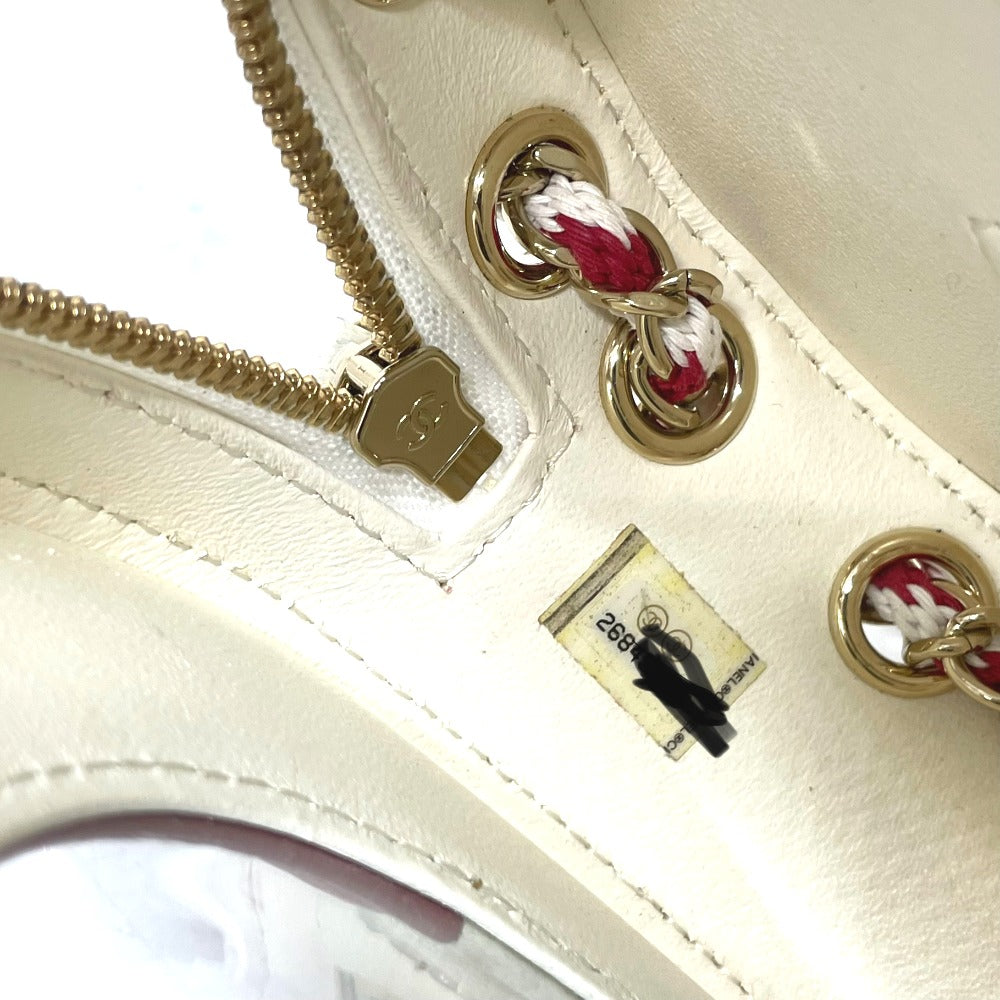 CHANEL AS0209 ココマーク CC ラウンド スモール チェーン クルーズライン　カバン ポシェット ショルダーバッグ ラムスキン レディース ホワイト/レッド - brandshop-reference