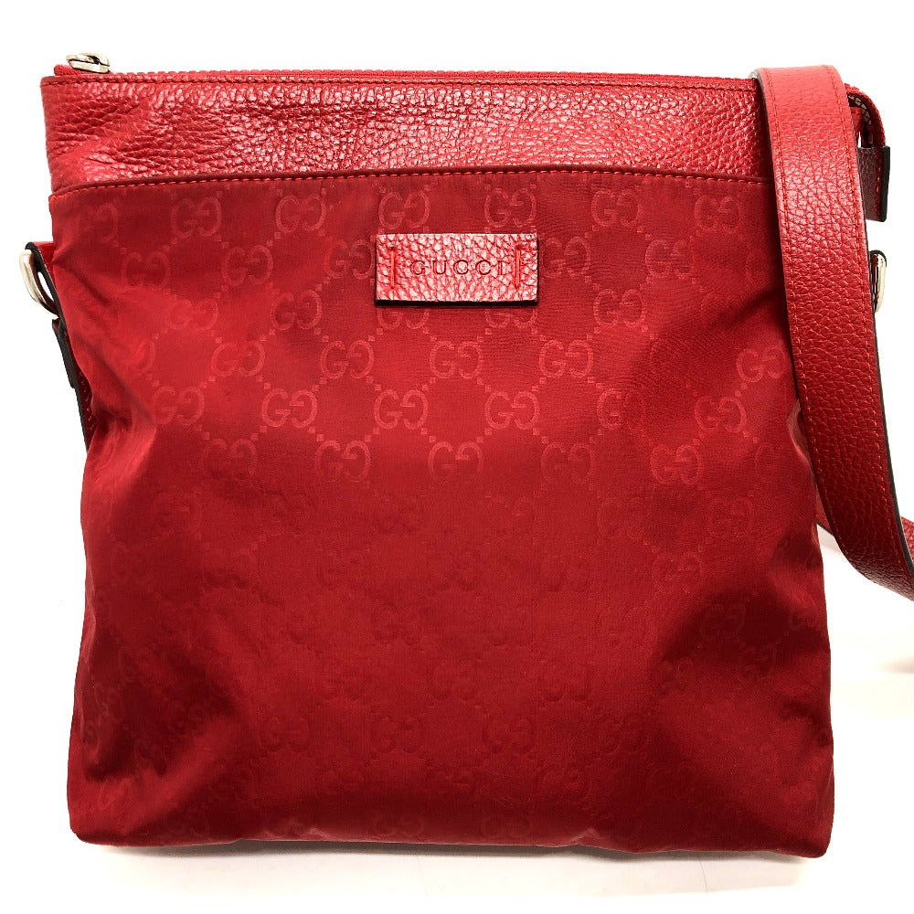 GUCCI 510342 GG カバン ショルダーバッグ ナイロン/レザー レディース レッド
