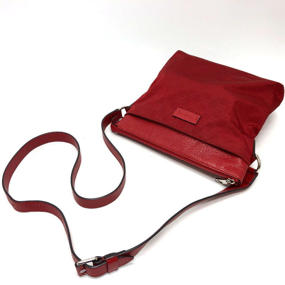 GUCCI 510342 GG カバン ショルダーバッグ ナイロン/レザー レディース レッド