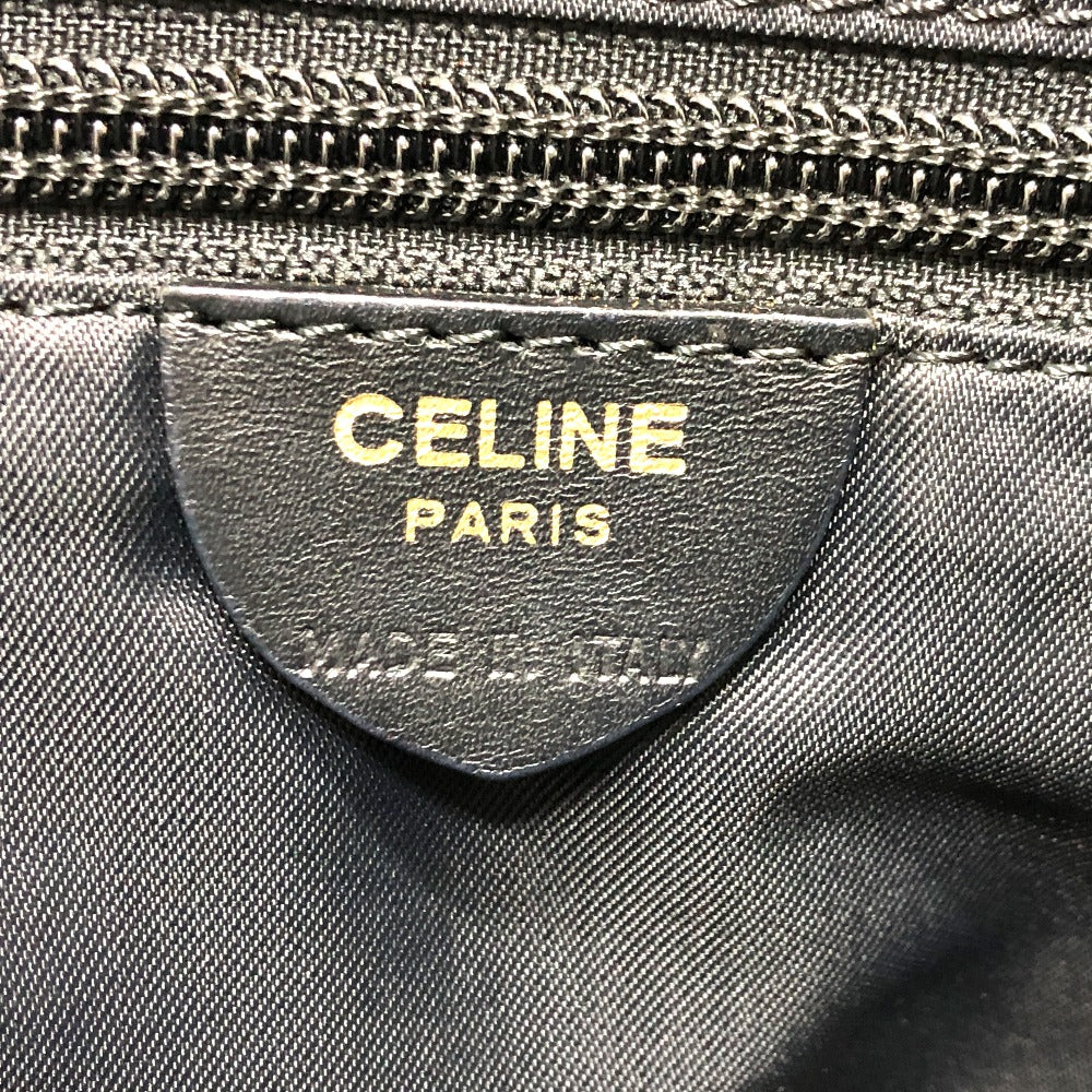 CELINE Circle Logo Vintage Shoulder Bag in Nylon/Leather, Black