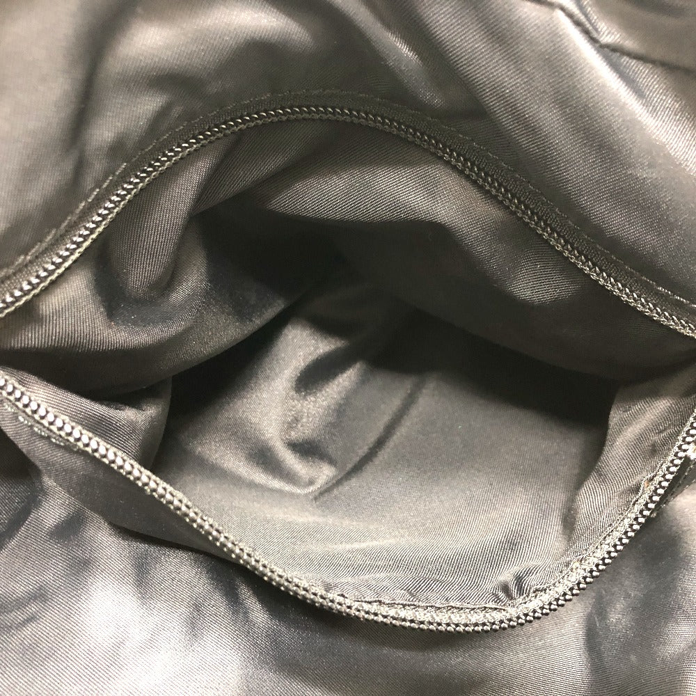 CELINE Circle Logo Vintage Shoulder Bag in Nylon/Leather, Black