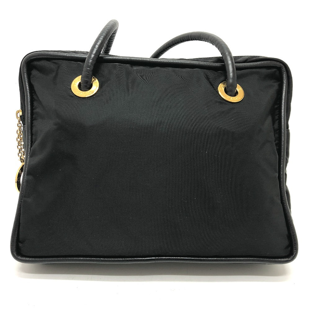 CELINE Circle Logo Vintage Shoulder Bag in Nylon/Leather, Black