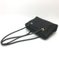 CELINE Circle Logo Vintage Shoulder Bag in Nylon/Leather, Black