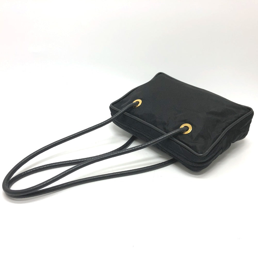CELINE Circle Logo Vintage Shoulder Bag in Nylon/Leather, Black