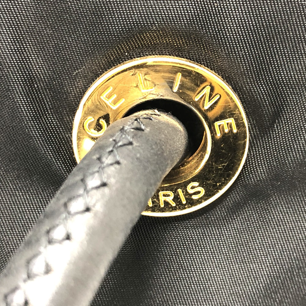 CELINE Circle Logo Vintage Shoulder Bag in Nylon/Leather, Black
