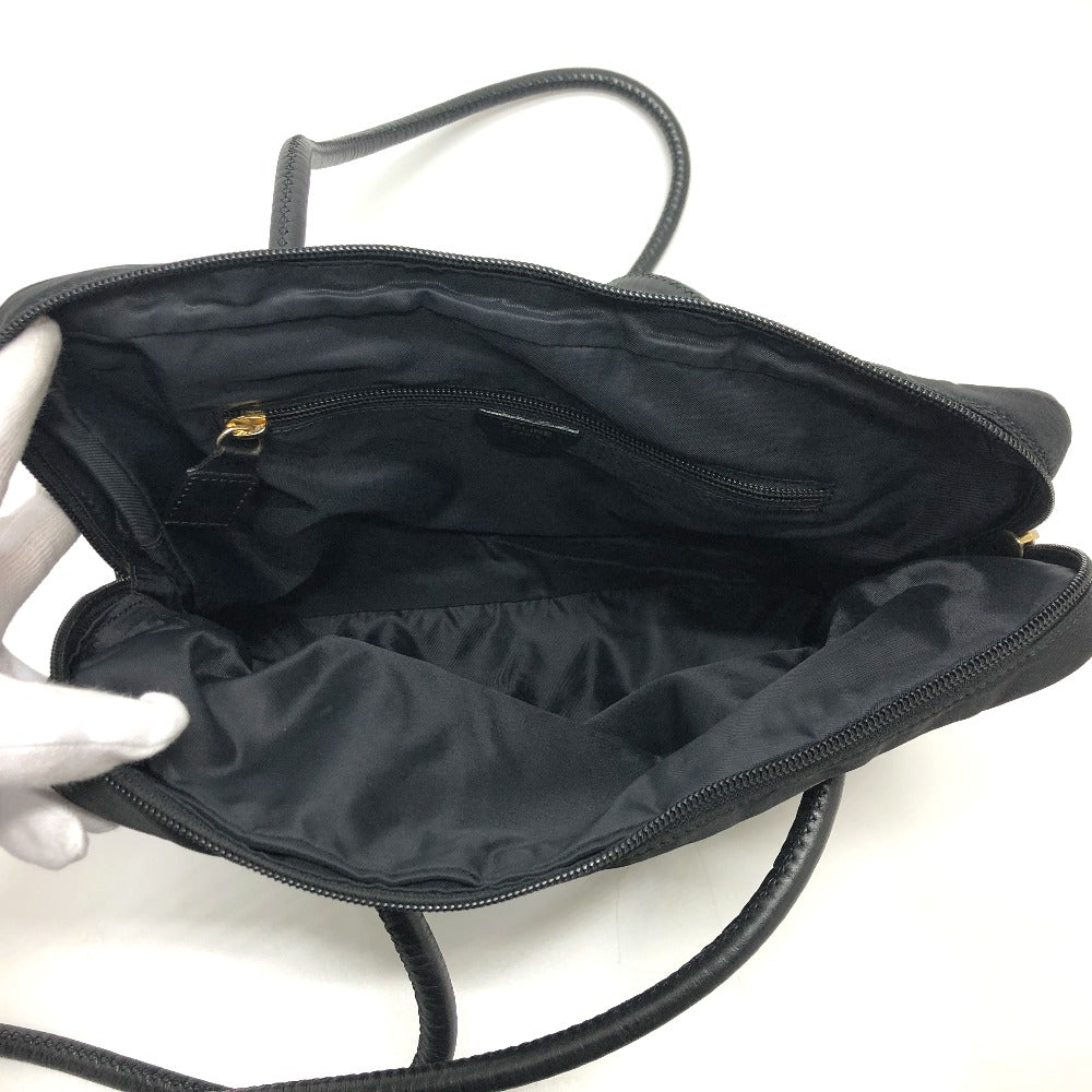 CELINE Circle Logo Vintage Shoulder Bag in Nylon/Leather, Black