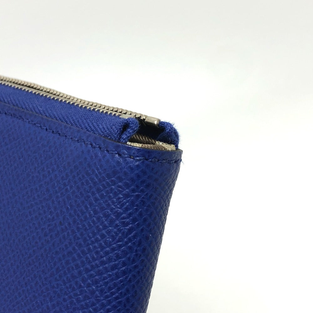 HERMES Azap Long Silk-in Round Zipper Long Wallet, Epsom Leather, Women's, Blue, France