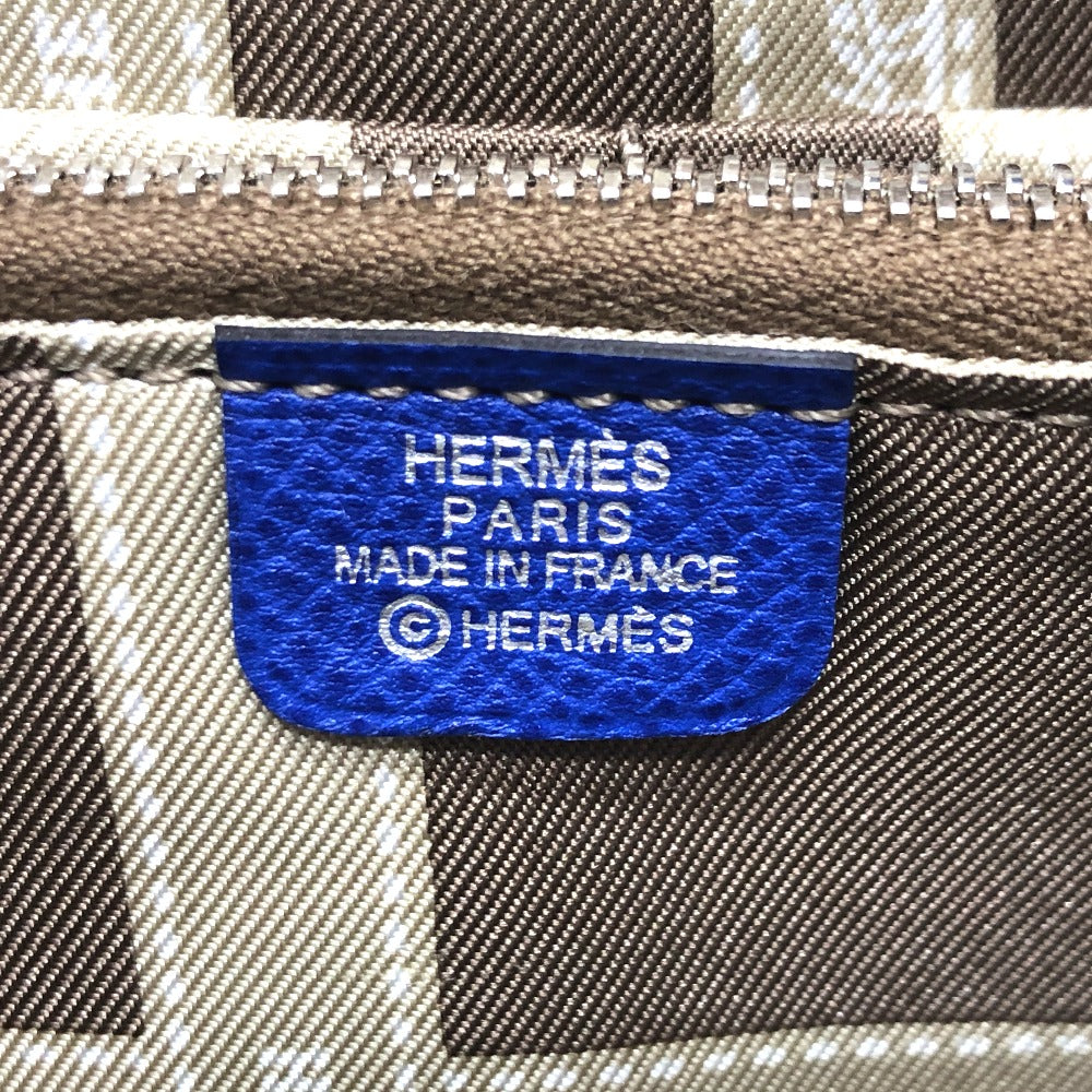 HERMES Azap Long Silk-in Round Zipper Long Wallet, Epsom Leather, Women's, Blue, France