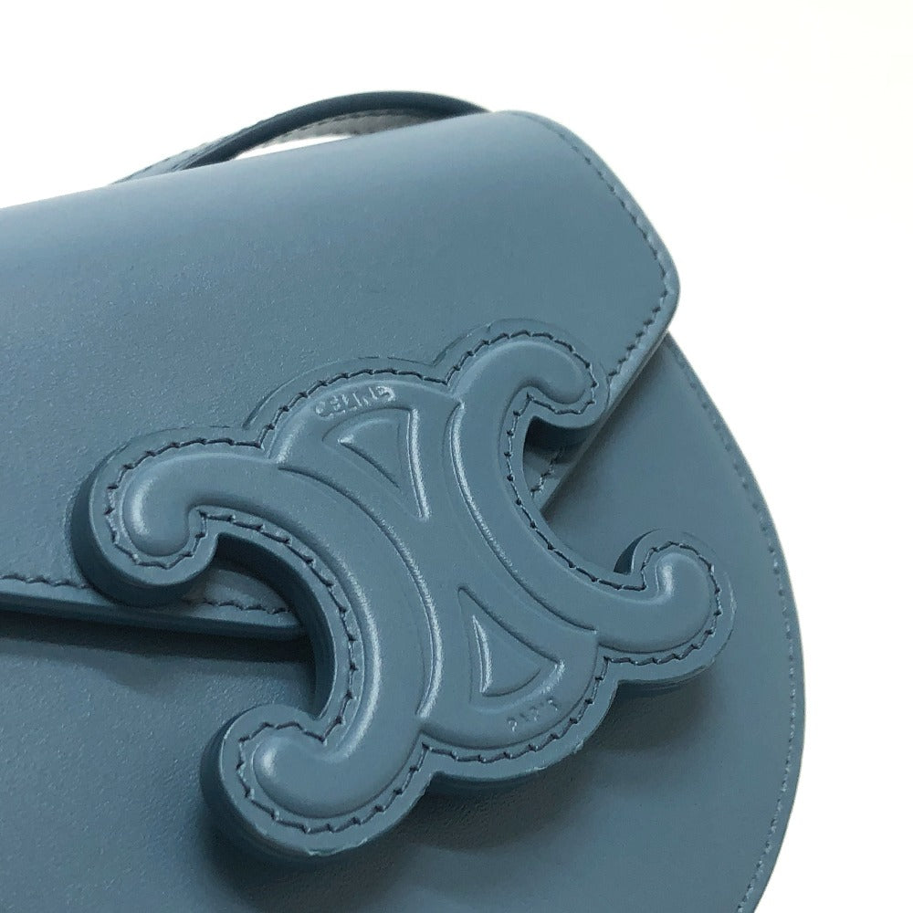 CELINE トリオンフ ミニ ブザス キュイル ショルダーバッグ レザー レディース ブルー