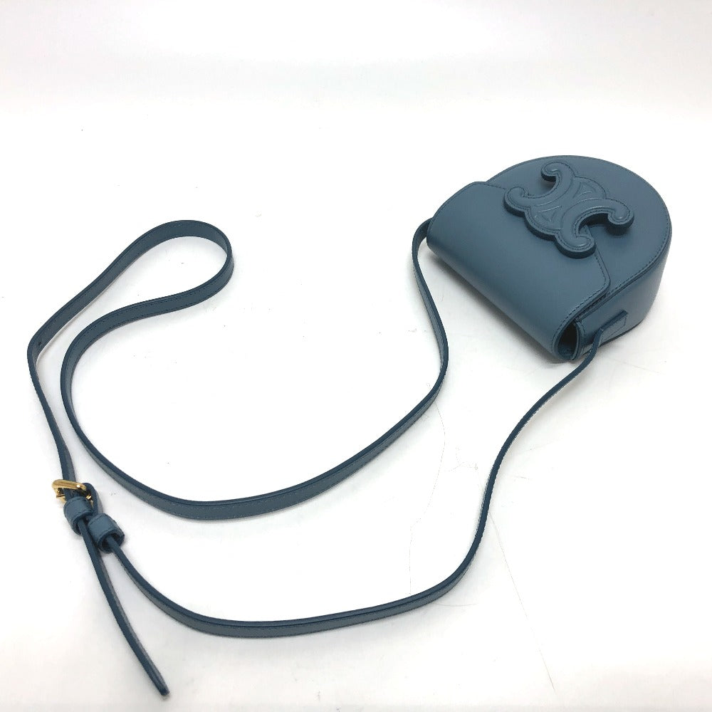 CELINE トリオンフ ミニ ブザス キュイル ショルダーバッグ レザー レディース ブルー