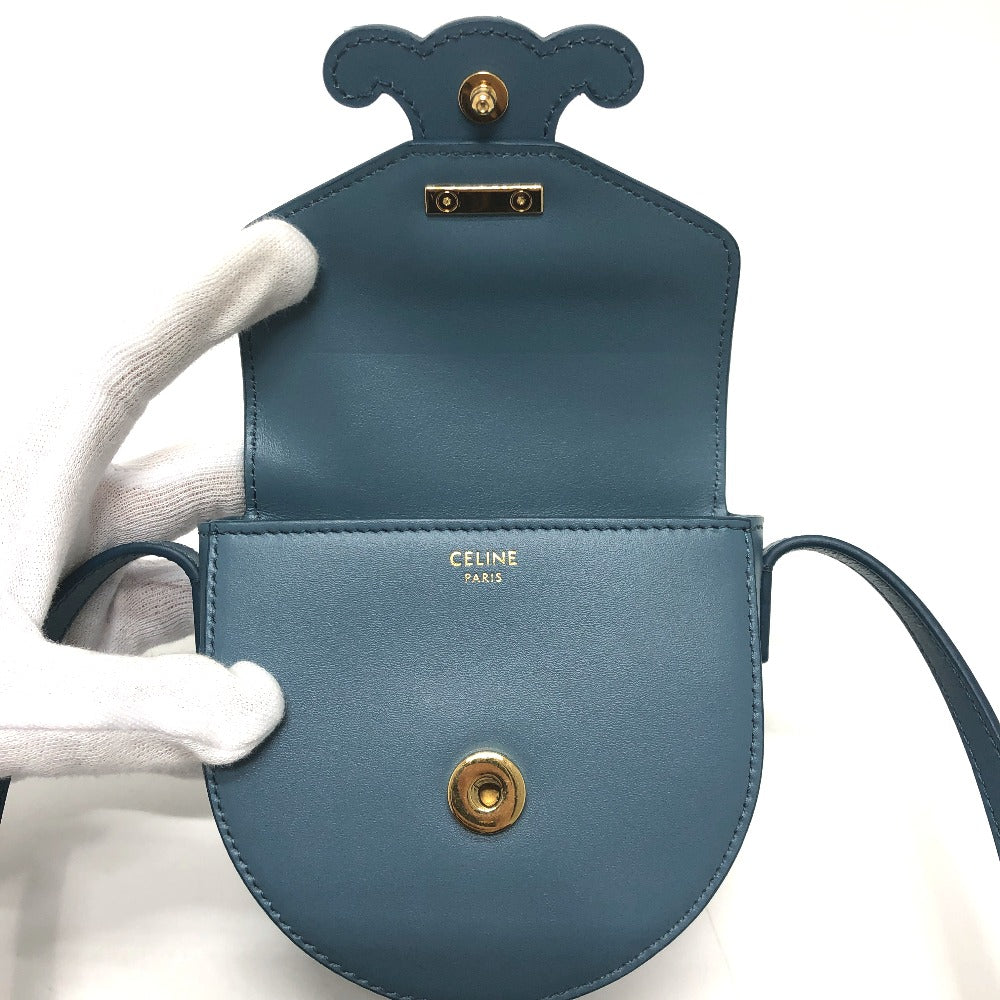 CELINE トリオンフ ミニ ブザス キュイル ショルダーバッグ レザー レディース ブルー