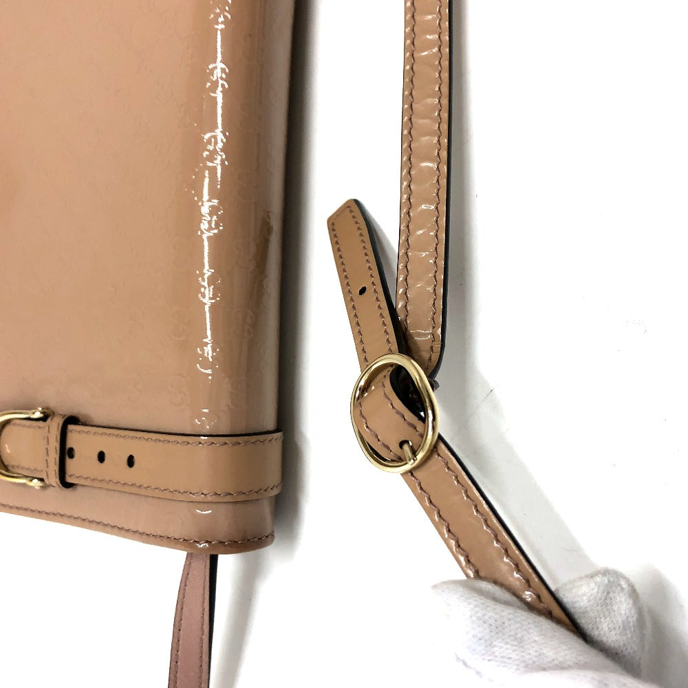 GUCCI 354086 GG Micro Gucci Gucci Nice Shoulder Bag Enamel Women's Beige