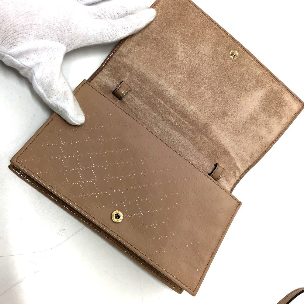 GUCCI 354086 GG Micro Gucci Gucci Nice Shoulder Bag Enamel Women's Beige