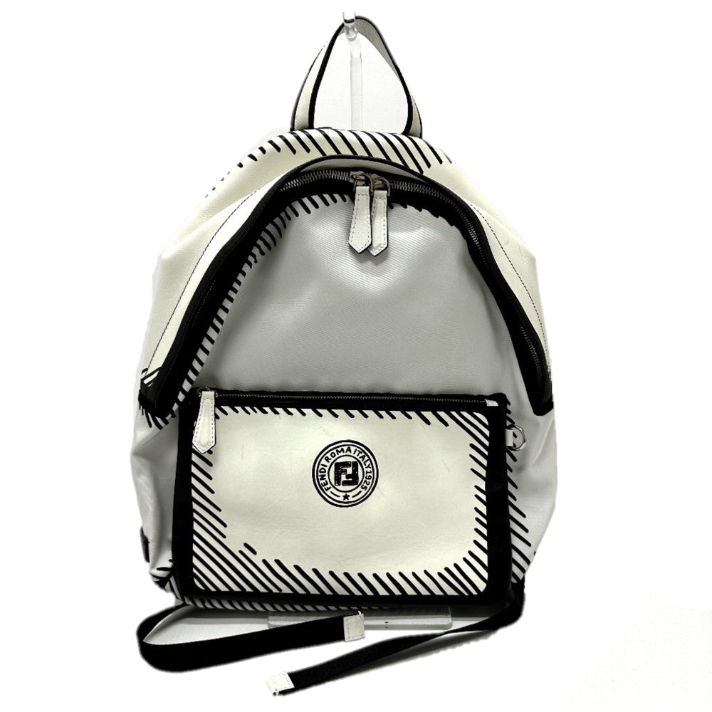 FENDI 7VZ042 ジョシュア・ヴィーダス カリフォルニアスカイ バックパック カバン リュックサック キャンバス/レザー メンズ ホワイト