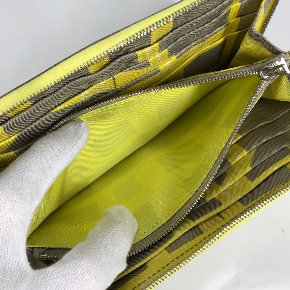HERMES ロングウォレット アザップロング シルクイン ラウンドファスナー 長財布 ヴォーエプソン レディース イエロー