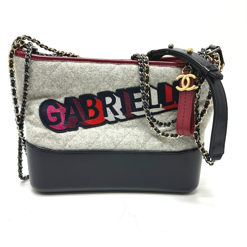 CHANEL CC Coco Mark Gabriel de Logo Chain Bag Shoulder Bag Calfskin Women's Gray