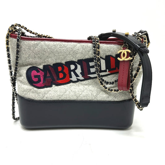 CHANEL CC Coco Mark Gabriel de Logo Chain Bag Shoulder Bag Calfskin Women's Gray