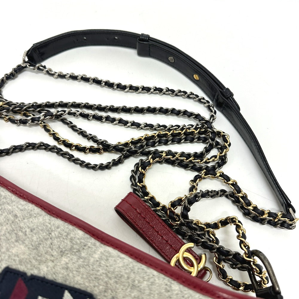 CHANEL CC Coco Mark Gabriel de Logo Chain Bag Shoulder Bag Calfskin Women's Gray