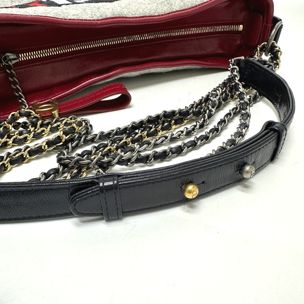 CHANEL CC Coco Mark Gabriel de Logo Chain Bag Shoulder Bag Calfskin Women's Gray