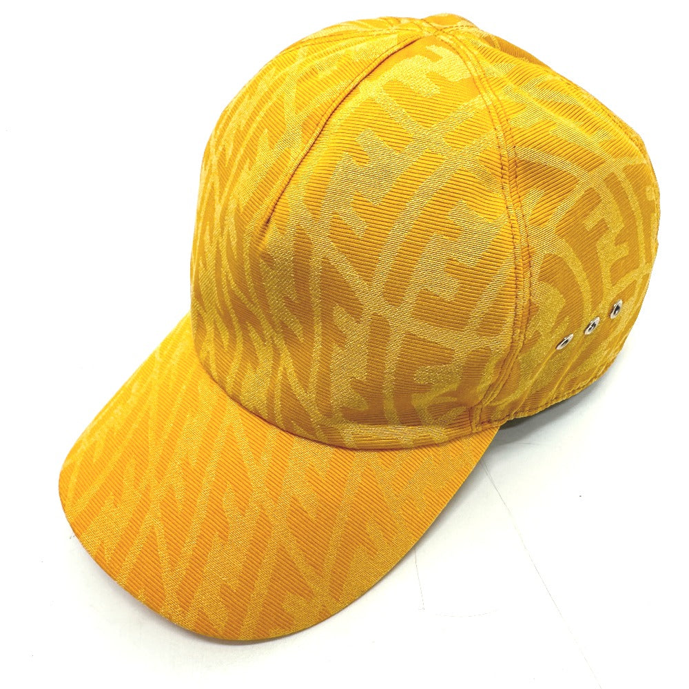 FENDI FXQ768 Zucca Baseball Cap, Canvas, Women's, Yellow