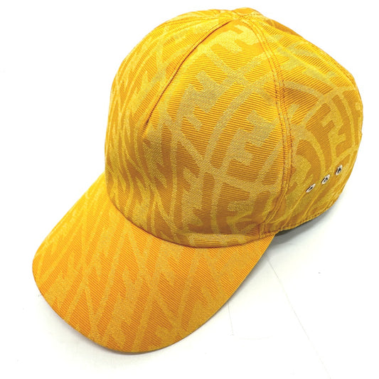 FENDI FXQ768 Zucca Baseball Cap, Canvas, Women's, Yellow