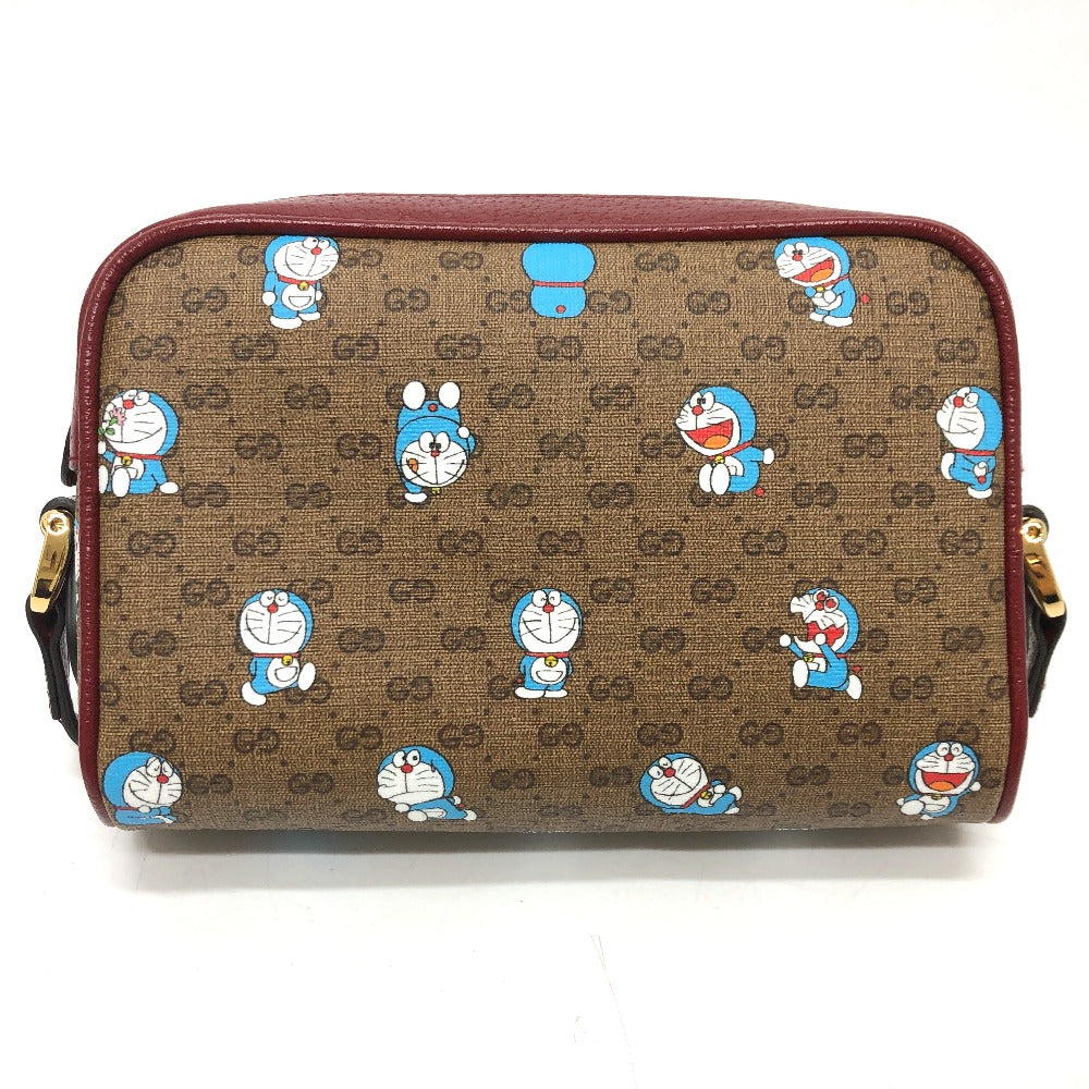 GUCCI 647784 GG Supreme Doraemon x GUCCI Shoulder Bag in GG Supreme Canvas, Brown, Women's