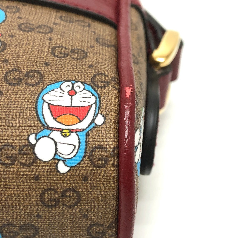 GUCCI 647784 GG Supreme Doraemon x GUCCI Shoulder Bag in GG Supreme Canvas, Brown, Women's