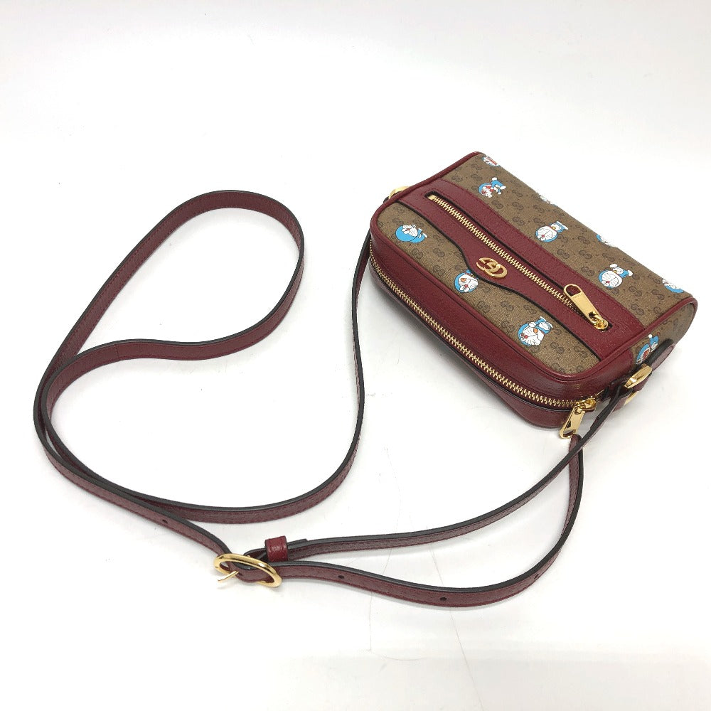 GUCCI 647784 GG Supreme Doraemon x GUCCI Shoulder Bag in GG Supreme Canvas, Brown, Women's