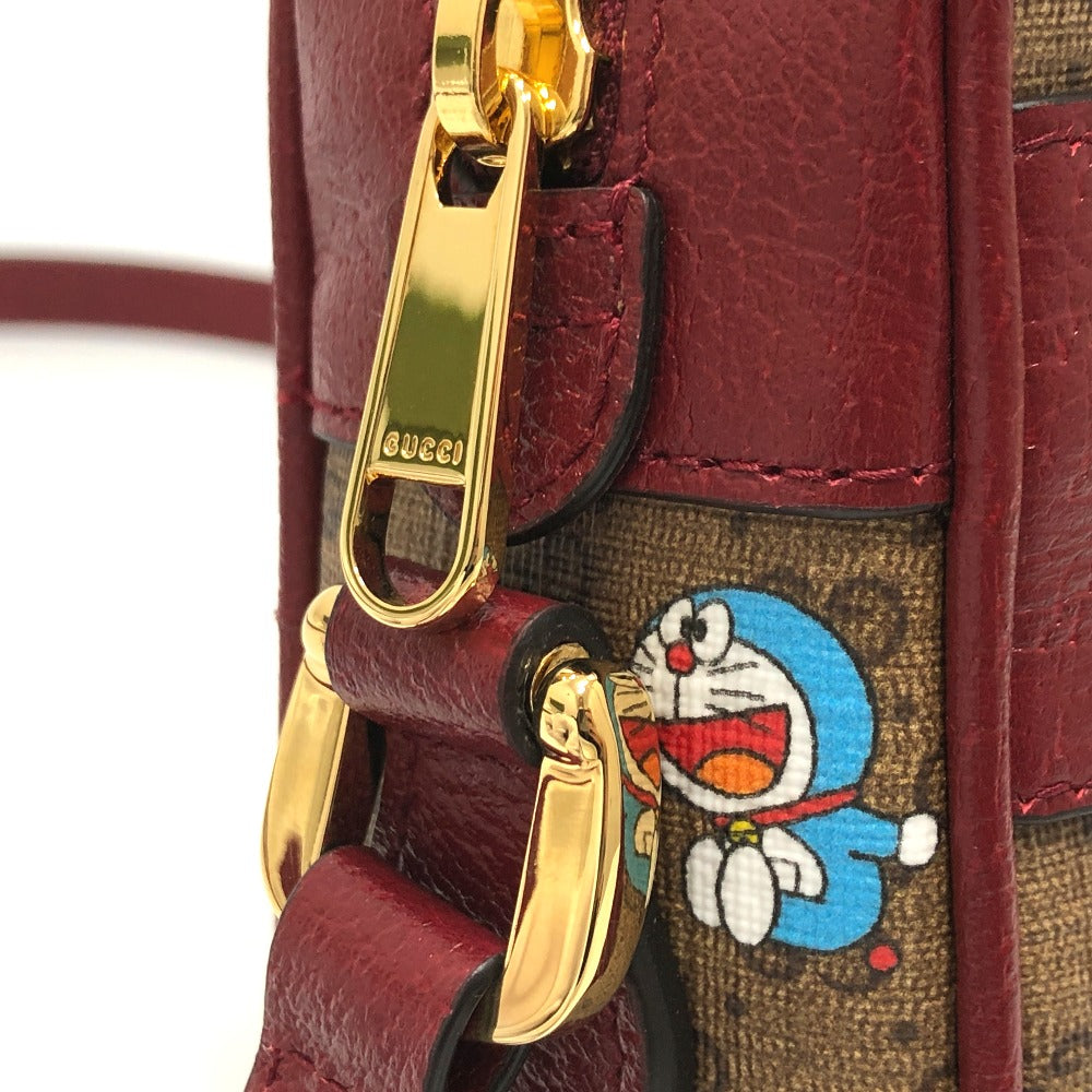 GUCCI 647784 GG Supreme Doraemon x GUCCI Shoulder Bag in GG Supreme Canvas, Brown, Women's