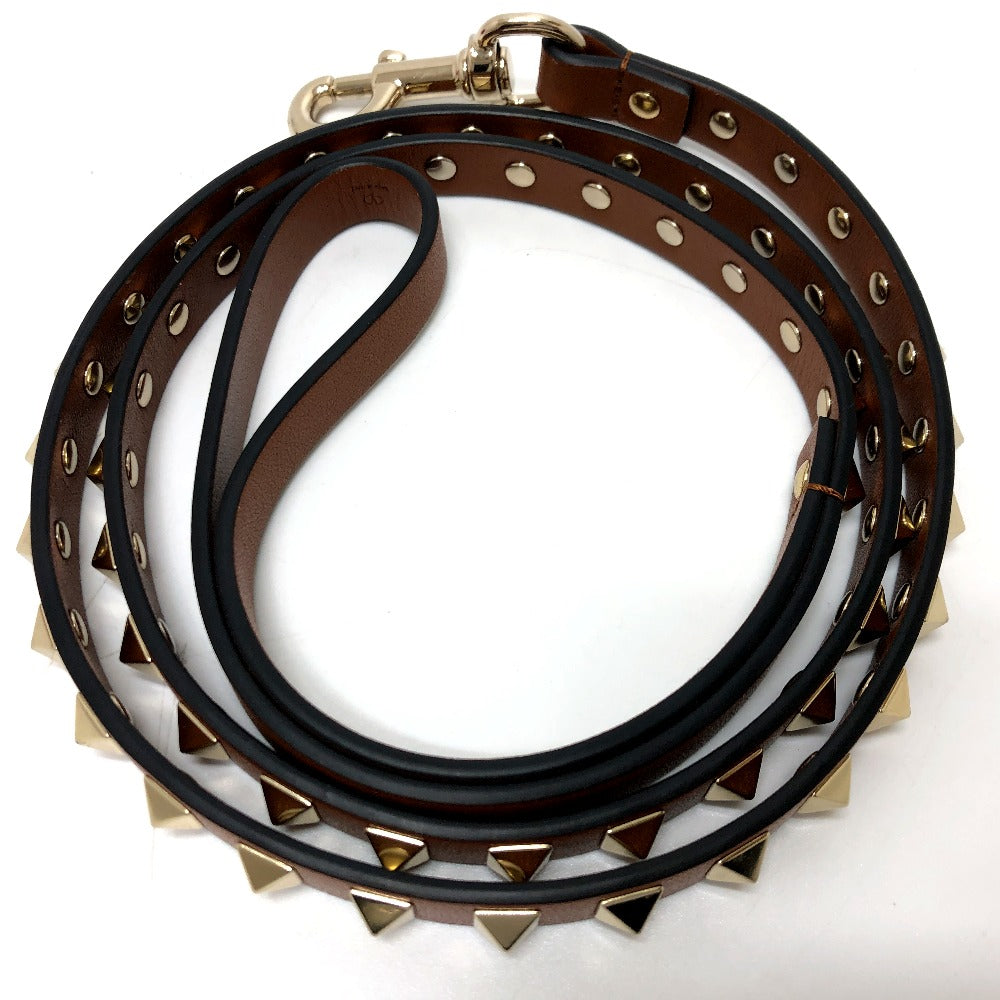 VALENTINO Studded Pet Lead, Leather, Unisex, Brown