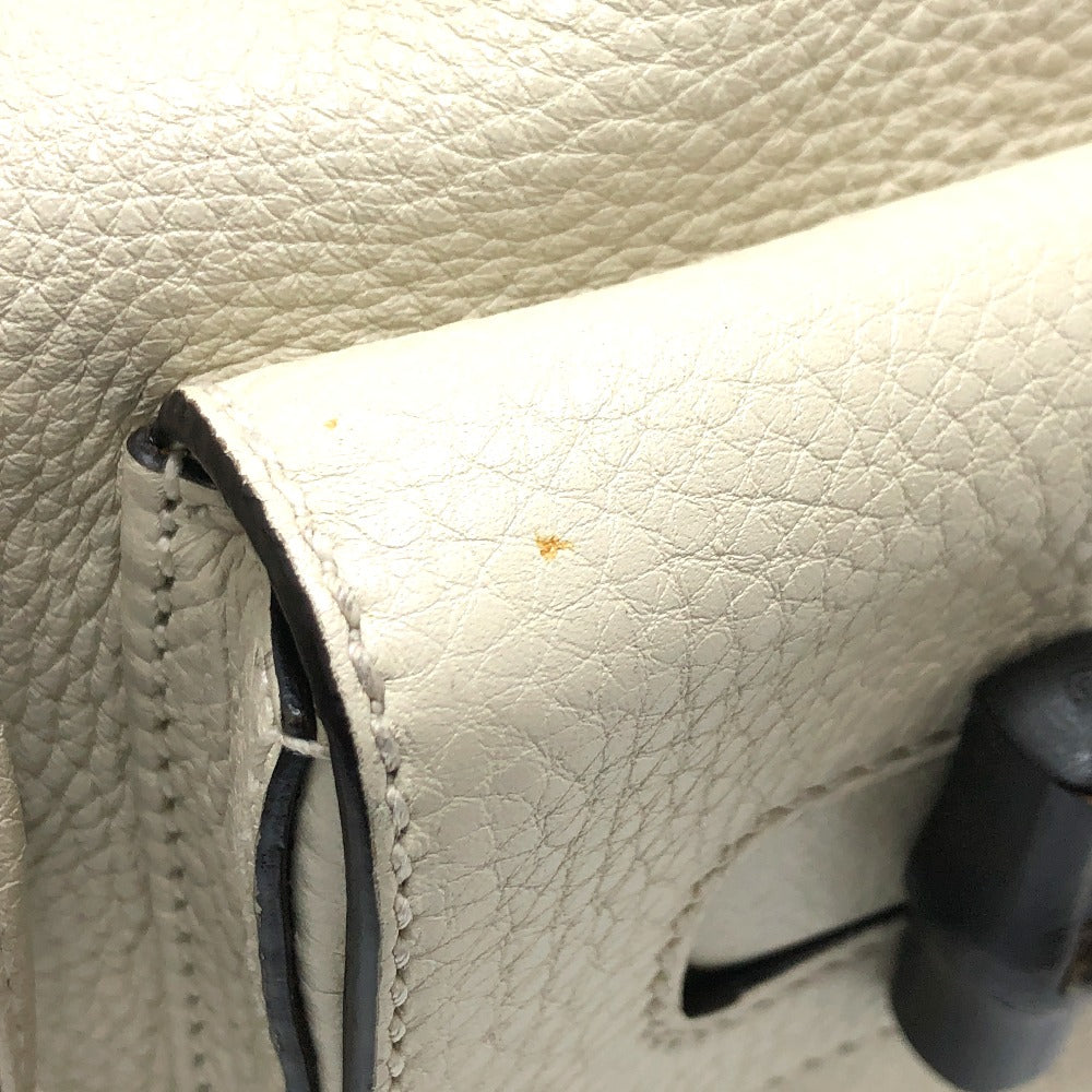 GUCCI 370833 Bamboo Backpack, Leather, Women's, White