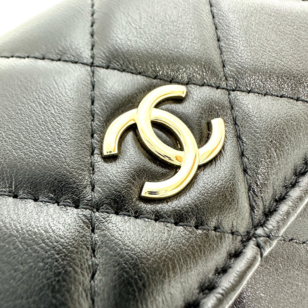 CHANEL CC ココマーク パールショルダー チェーンウォレット 斜め掛け カバン 長財布 ショルダーバッグ ラムスキン レディース ブラック - brandshop-reference