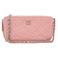 CHANEL A82527 CC Coco Mark Matelasse Wild Stitch Chain Wallet Long Wallet Shoulder Bag Lambskin Women's Pink