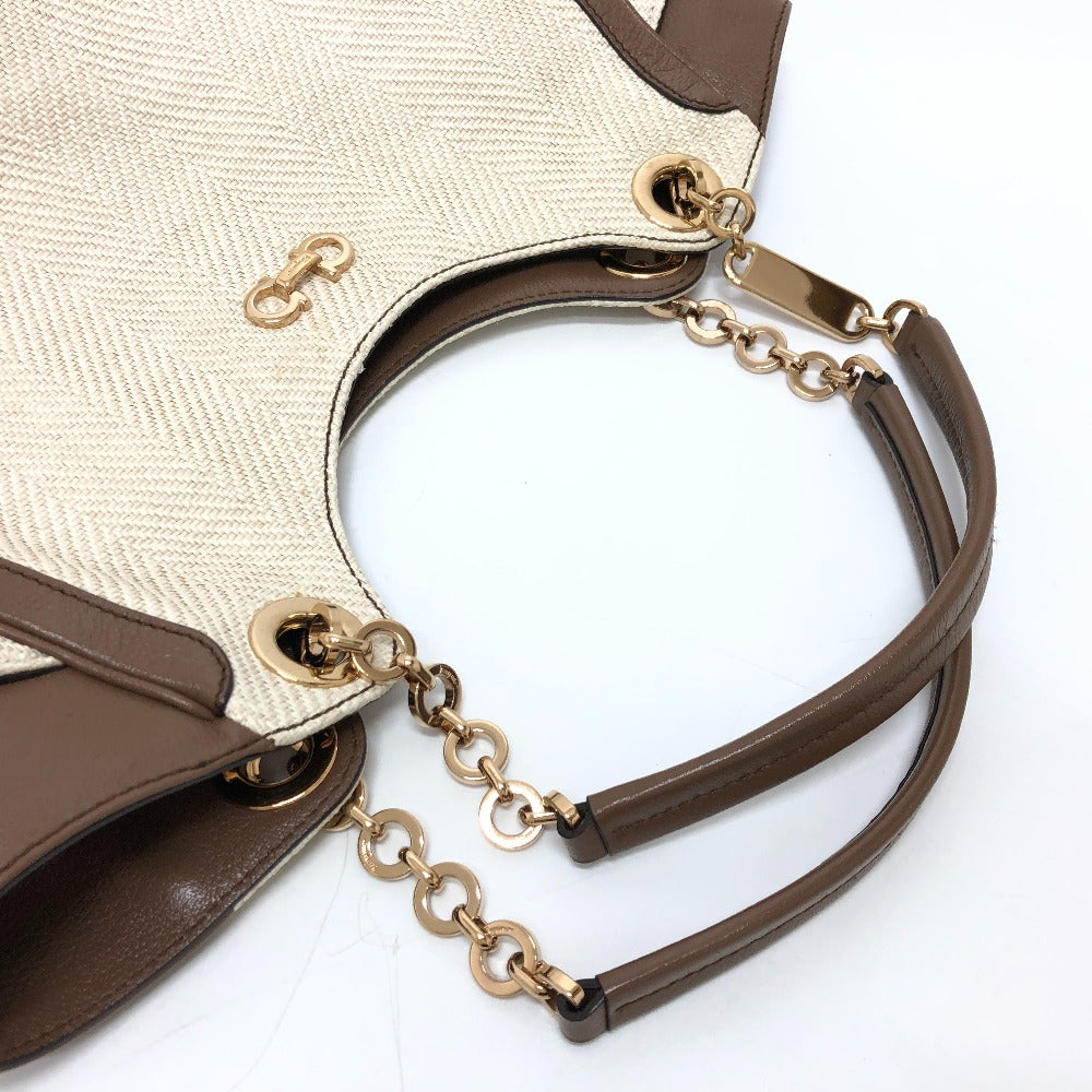 Salvatore Ferragamo ガンチーニ 肩掛けバッグ カバン トートバッグ キャンバス/レザー メンズ ベージュ - brandshop-reference