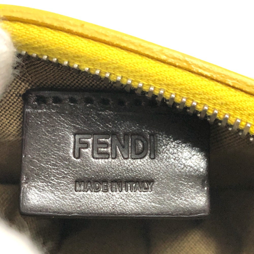 FENDI 7AR706 Taco Motif Coin Case, Wallet, Purse, Pouch, Keychain, Bag Charm, Leather, Women's, Yellow