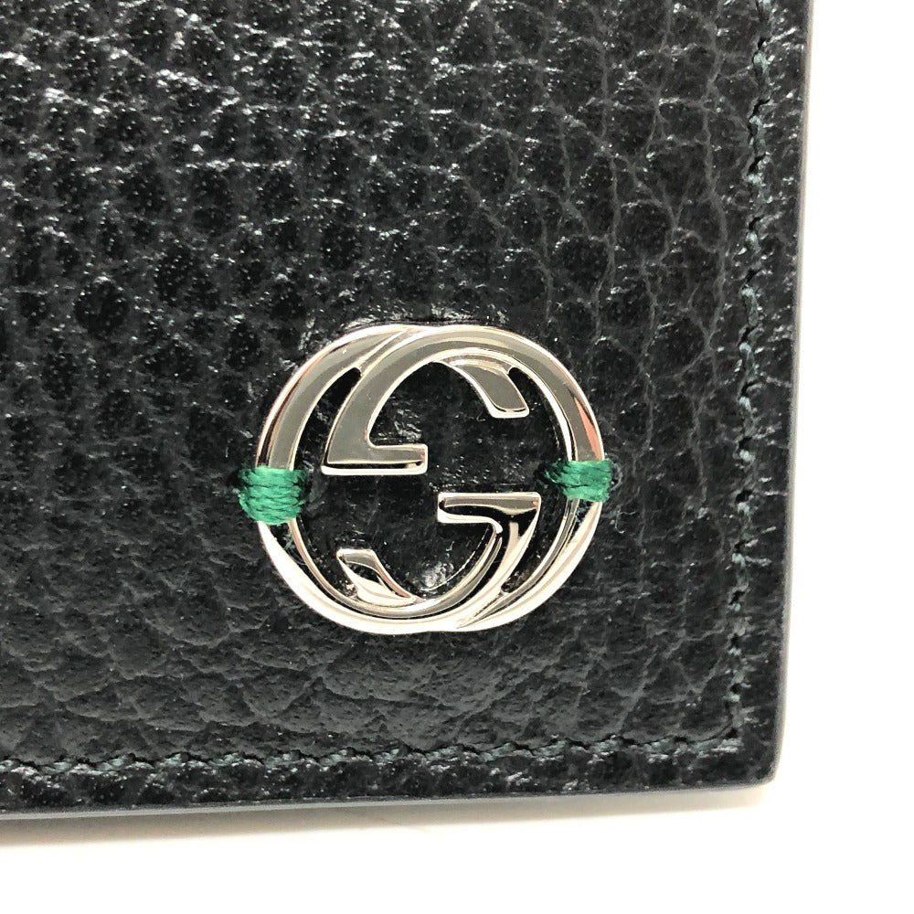 GUCCI 610466 インターロッキングG 2つ折り財布 レザー メンズ ブラック - brandshop-reference