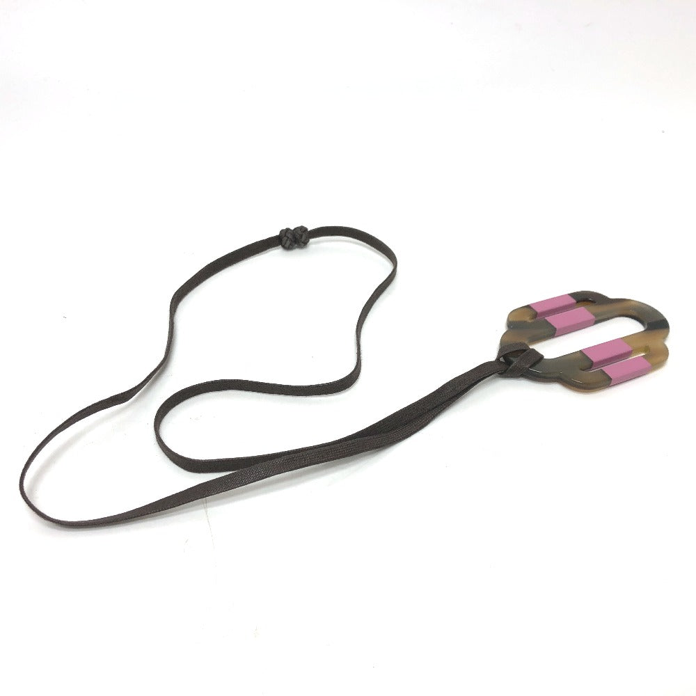HERMES Attourage Plate Necklace, Buffalo Horn, Women's, Brown