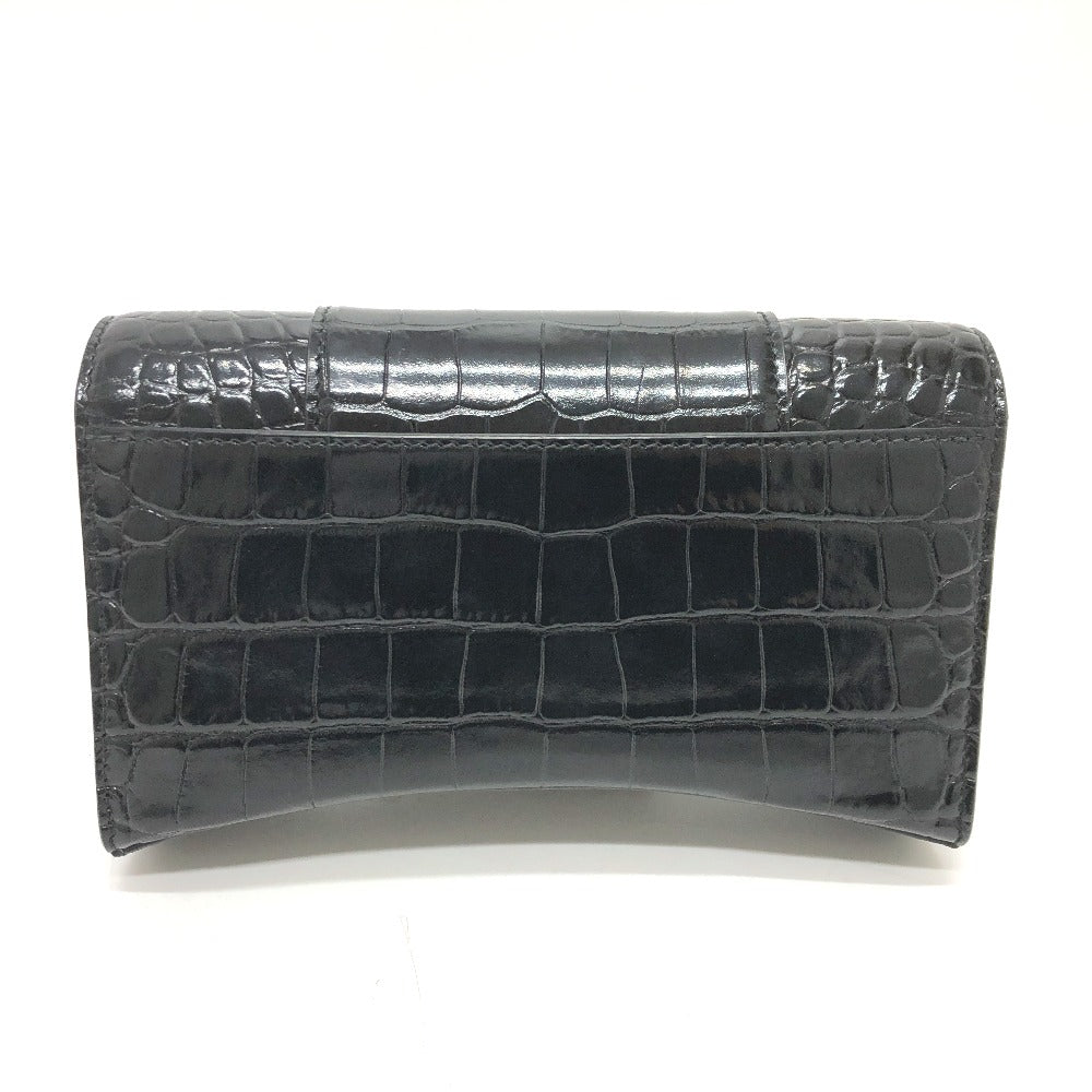 BALENCIAGA 656050 Bロゴ アワーグラス チェーンウォレット ショルダーバッグ レザー レディース ブラック - brandshop-reference