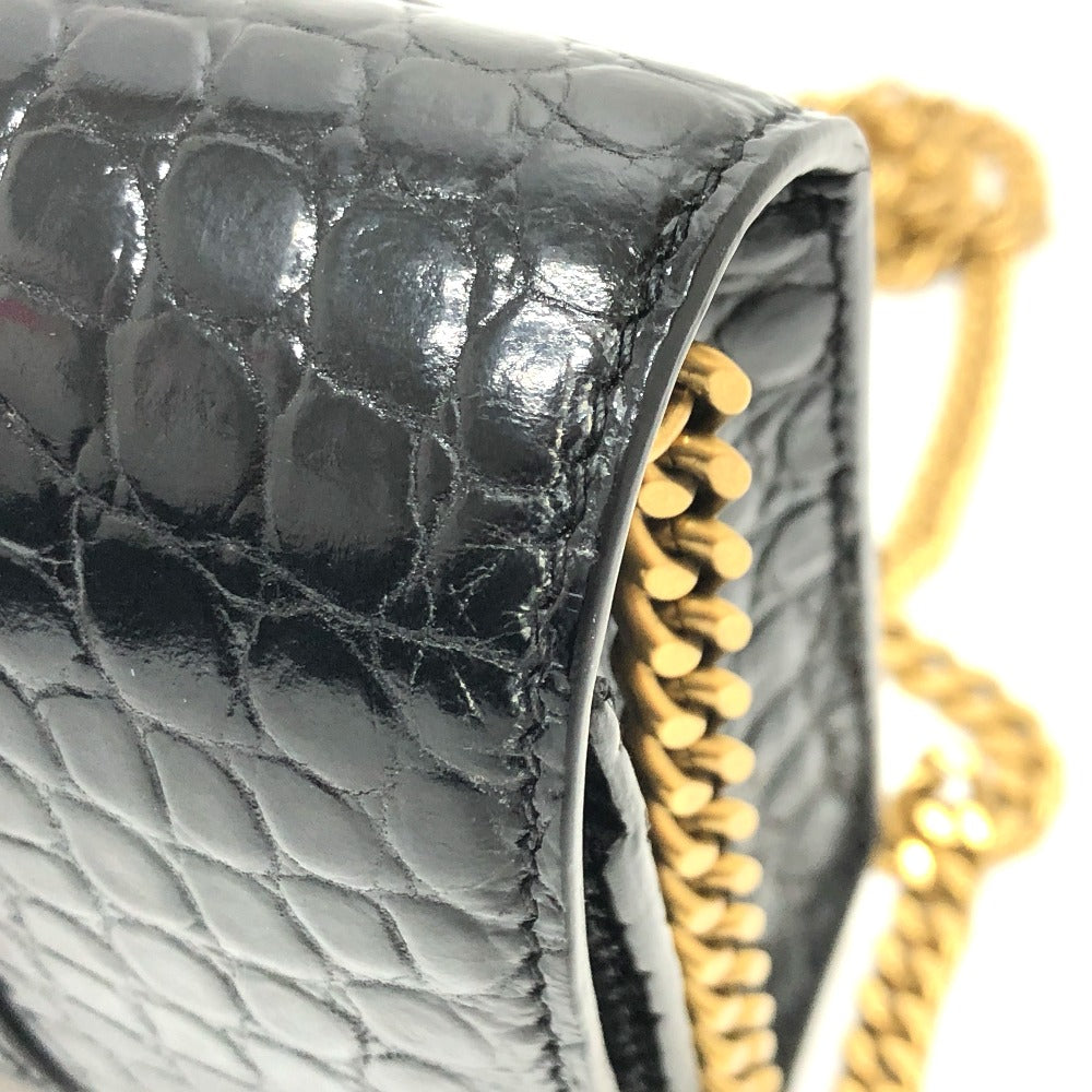 BALENCIAGA 656050 Bロゴ アワーグラス チェーンウォレット ショルダーバッグ レザー レディース ブラック - brandshop-reference